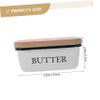 Cabilock Lunch Box Containers Butter Bowl Enamel Butter Dish with Wooden Lid Farmhouse Butter Container Butter Keeper Butter Box for Kitchen Countertop Utensil Holder Utensil Holder Cream Cheese view 2
