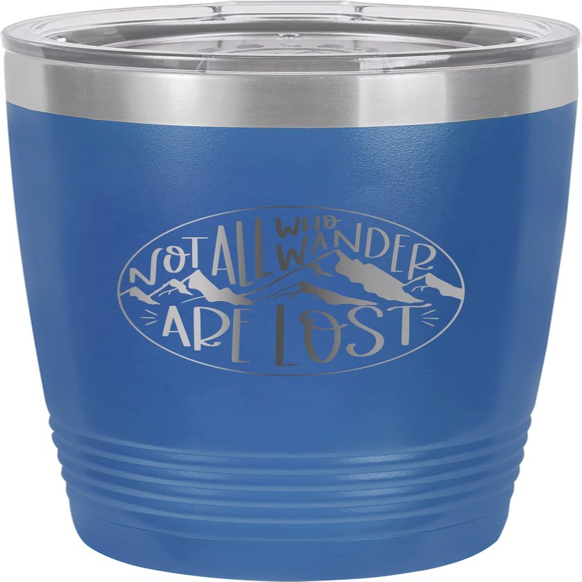 CustomGiftsNow Not All Who Wander Are Lost - Camping Stainless Steel Double-Wall Insulated Tumbler 20-Ounce Truck Car Travel Coffee Cup Mug with Lid