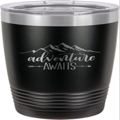 CustomGiftsNow Adventure Awaits - Camping Stainless Steel Double-Wall Insulated Tumbler 20-Ounce Truck Car Travel Coffee Cup Mug with Lid
