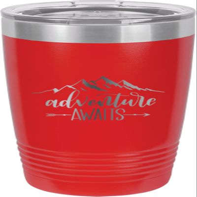 CustomGiftsNow Adventure Awaits - Camping Stainless Steel Double-Wall Insulated Tumbler 20-Ounce Truck Car Travel Coffee Cup Mug with Lid