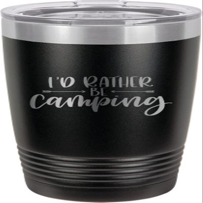 CustomGiftsNow I'd Rather Be Camping - Stainless Steel Double-Wall Insulated Tumbler 20-Ounce Truck Car Travel Coffee Cup Mug with Lid