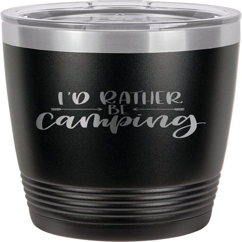 CustomGiftsNow I'd Rather Be Camping - Stainless Steel Double-Wall Insulated Tumbler 20-Ounce Truck Car Travel Coffee Cup Mug with Lid