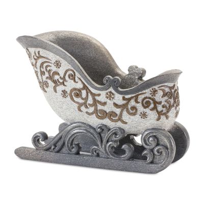 Melrose International Silver Santa Sleigh D?cor 12" L