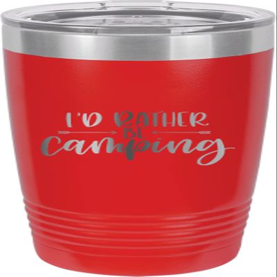 CustomGiftsNow I'd Rather Be Camping - Stainless Steel Double-Wall Insulated Tumbler 20-Ounce Truck Car Travel Coffee Cup Mug with Lid