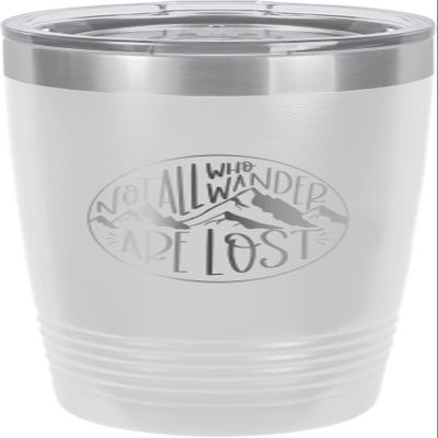 CustomGiftsNow Not All Who Wander Are Lost - Camping Stainless Steel Double-Wall Insulated Tumbler 20-Ounce Truck Car Travel Coffee Cup Mug with Lid