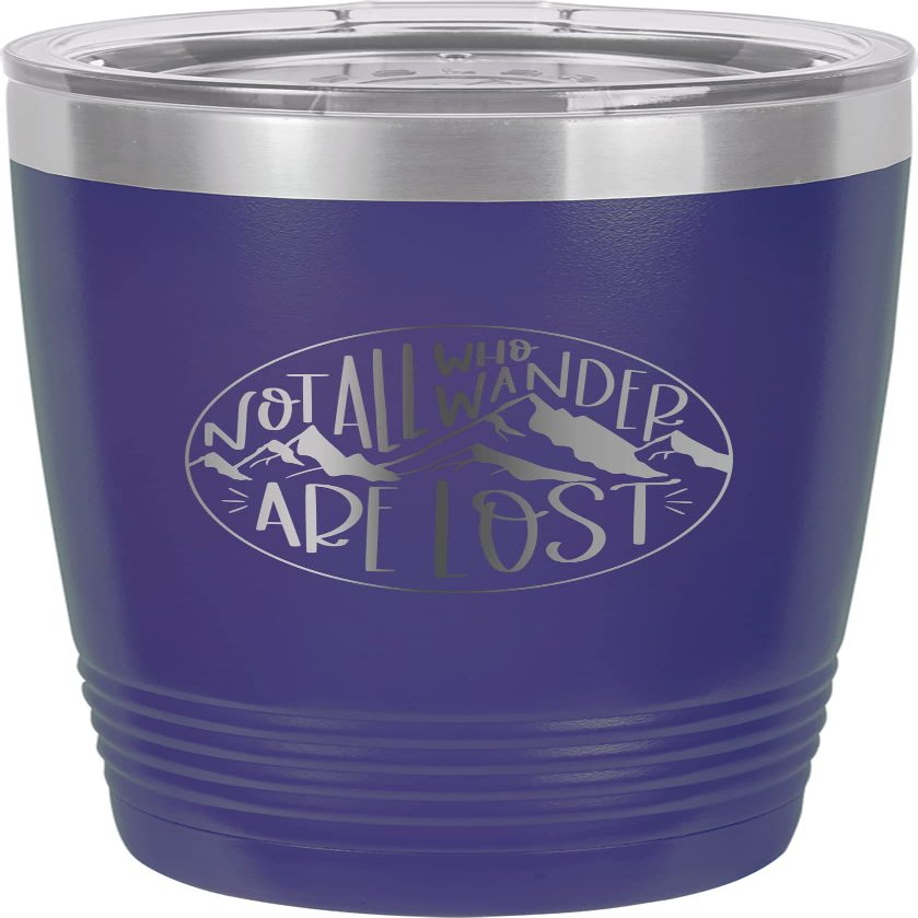 CustomGiftsNow Not All Who Wander Are Lost - Camping Stainless Steel Double-Wall Insulated Tumbler 20-Ounce Truck Car Travel Coffee Cup Mug with Lid
