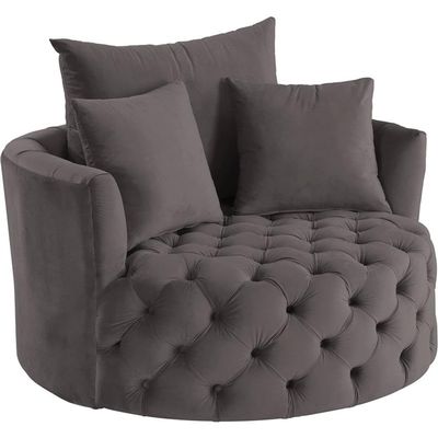BOWERY HILL Contemporary Accent Chair with Swivel in Gray Velvet