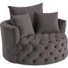 BOWERY HILL Contemporary Accent Chair with Swivel in Gray Velvet view 1