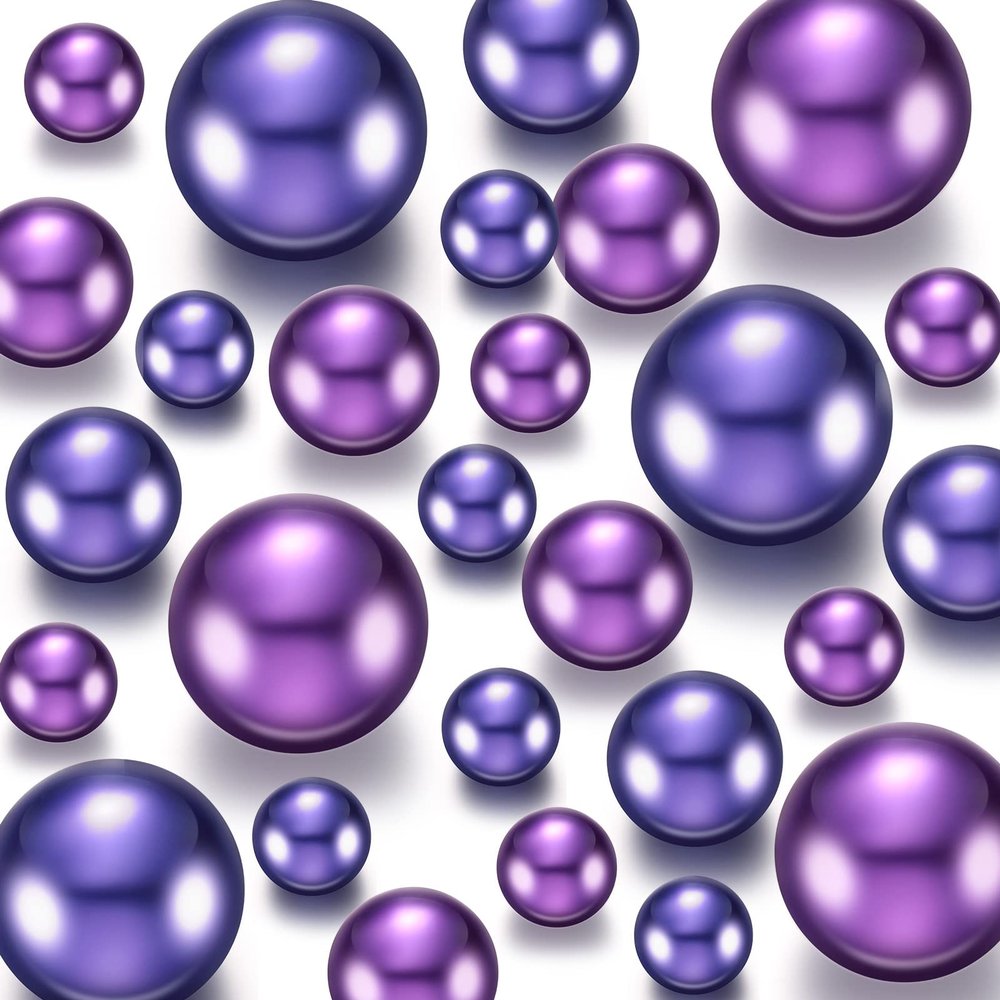 Jadive 200 Pieces Pearl Beads for Vase Filler Centerpieces, No Holes Pearl Makeup Beads for Wedding Holiday Party Home Brushes Holder Decor, 10/14/20/30 mm(Light Blue Purple, Dark Blue Purple)