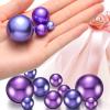 Jadive 200 Pieces Pearl Beads for Vase Filler Centerpieces, No Holes Pearl Makeup Beads for Wedding Holiday Party Home Brushes Holder Decor, 10/14/20/30 mm(Light Blue Purple, Dark Blue Purple) view 3