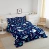 Homewish Cute Shark Comforter Set Full Size,Seaweed Crab Bedding Set 3pcs for Kids Teens Adult Room Decor, Ocean Sea Animals Quilt Set Navy Blue Duvet Insert with 2 Pillowcases view 2