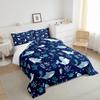 Homewish Cute Shark Comforter Set Full Size,Seaweed Crab Bedding Set 3pcs for Kids Teens Adult Room Decor, Ocean Sea Animals Quilt Set Navy Blue Duvet Insert with 2 Pillowcases view 4