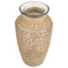 1pc Japanese Style Grass Woven Glass Vase for Dried Flowers Creative Home Decoration Smooth Flower Arrangement Container Unique and Design view 1