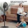 Air Monster 16" 5-Blade, 5 Speed Adjustable Height Ultra Powerful Quiet Oscillating Standing Pedestal Fan with Remote Control, 7.5 Hour Timer, Stand Fan for Bedroom, Black view 2