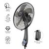 Air Monster 16" 5-Blade, 5 Speed Adjustable Height Ultra Powerful Quiet Oscillating Standing Pedestal Fan with Remote Control, 7.5 Hour Timer, Stand Fan for Bedroom, Black view 3