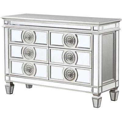 BOWERY HILL Contemporary Server in Mirrored and Antique Platinum