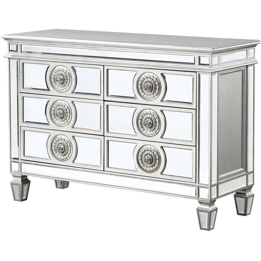 BOWERY HILL Contemporary Server in Mirrored and Antique Platinum