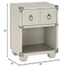 BOWERY HILL Transitional Nightstand with USB Dock, 22" L x 16" D x 24" H, Wooden Frame, 1 Storage Drawer, Gray Finish, Double Pull-Knobs, Wooden Block Legs, Bedroom Furniture view 2