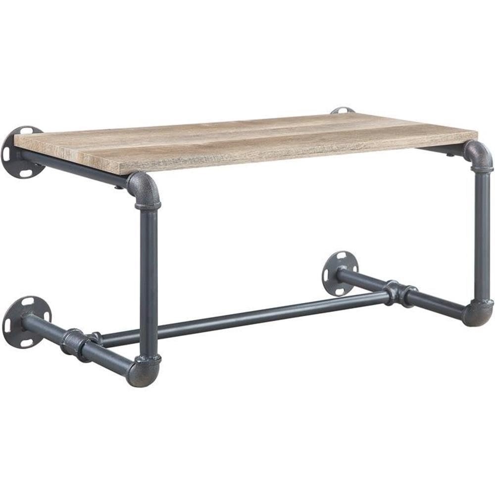 BOWERY HILL Contemporary Wall Rack in Oak & Sandy Gray Finish