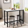 AWQM 47.2" Bar Table Set of 2,Faux Marble Pub Height Table and Chairs Set of 2 with Upholstered Stools,3 Piece Bar Table and Chairs Set Dining Table Set for Living Room,Kitchen,Bar,White & Brown view 2