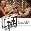 AWQM 47.2" Bar Table Set of 2,Faux Marble Pub Height Table and Chairs Set of 2 with Upholstered Stools,3 Piece Bar Table and Chairs Set Dining Table Set for Living Room,Kitchen,Bar,White & Brown view 4