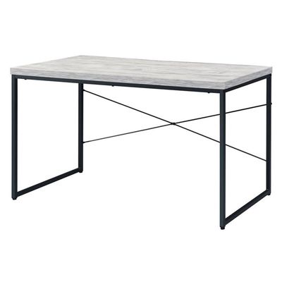 BOWERY HILL Contemporary Writing Desk, 47 in Rectangular Wooden Top, Antique White-Ash Finish, Metal Sled Base, Durable Home Office Furniture for Small Spaces and Apartments