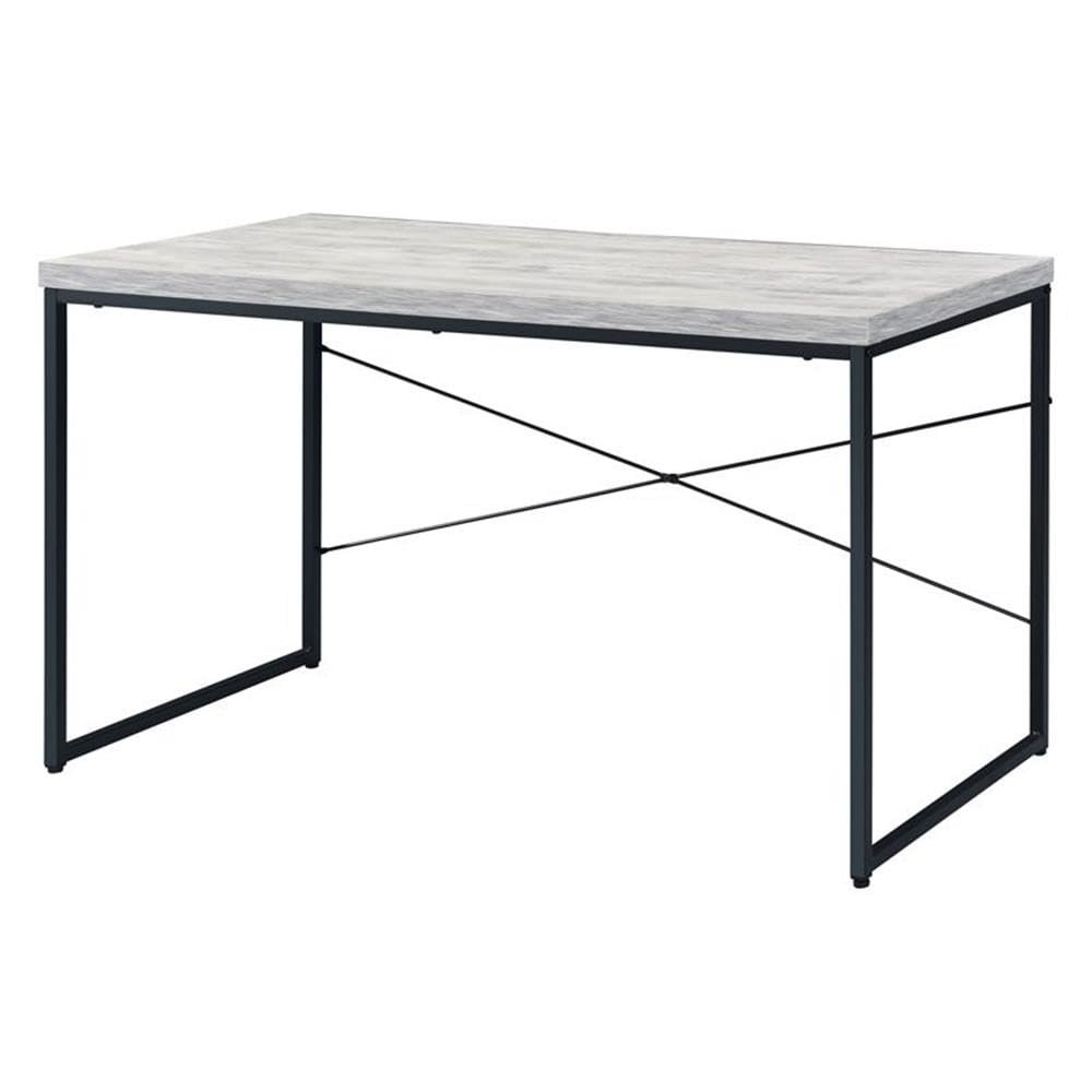 BOWERY HILL Contemporary Writing Desk, 47 in Rectangular Wooden Top, Antique White-Ash Finish, Metal Sled Base, Durable Home Office Furniture for Small Spaces and Apartments