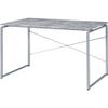 BOWERY HILL Contemporary Desk in Faux Concrete and Silver view 1