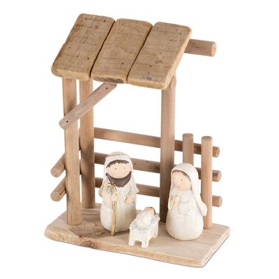 Melrose International Wooden Creche Nativity Scene 9" H