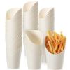 100 Pcs Disposable French Fries Holder 14 oz Take out Party Baking Supplies Waffle Paper Popcorn Sandwich Ice Cream Holder Cup Kraft Paper Container for Wedding Party Food Cones (white, 100 Pieces) view 1