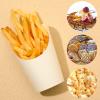 100 Pcs Disposable French Fries Holder 14 oz Take out Party Baking Supplies Waffle Paper Popcorn Sandwich Ice Cream Holder Cup Kraft Paper Container for Wedding Party Food Cones (white, 100 Pieces) view 3