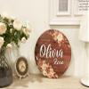 Personalized Wooden Name Sign for Girls Nursery Plaque Round Wall Decor 3D Effect Sign for Kids Room view 2