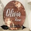 Personalized Wooden Name Sign for Girls Nursery Plaque Round Wall Decor 3D Effect Sign for Kids Room view 4