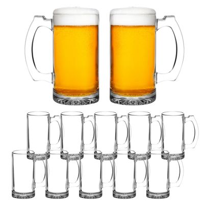 12 Libbey Beer Mugs Set, 12 oz. - Groomsmen Glassware - Clear