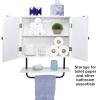 EXCELLO GLOBAL PRODUCTS 22" x 27.5 Barndoor Bathroom Wall Cabinet, Space Saver Storage Cabinet Kitchen Medicine Cabinet with Adjustable Shelf and Towel Bar, White view 3