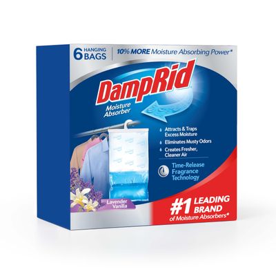 DampRid Lavender Vanilla Hanging Moisture Absorber, 15.4 oz., 6 Pack - Eliminates Musty Odors for Fresher, Cleaner Air, Ideal Moisture Absorbers for Closet, 10% More Moisture Absorbing Power*
