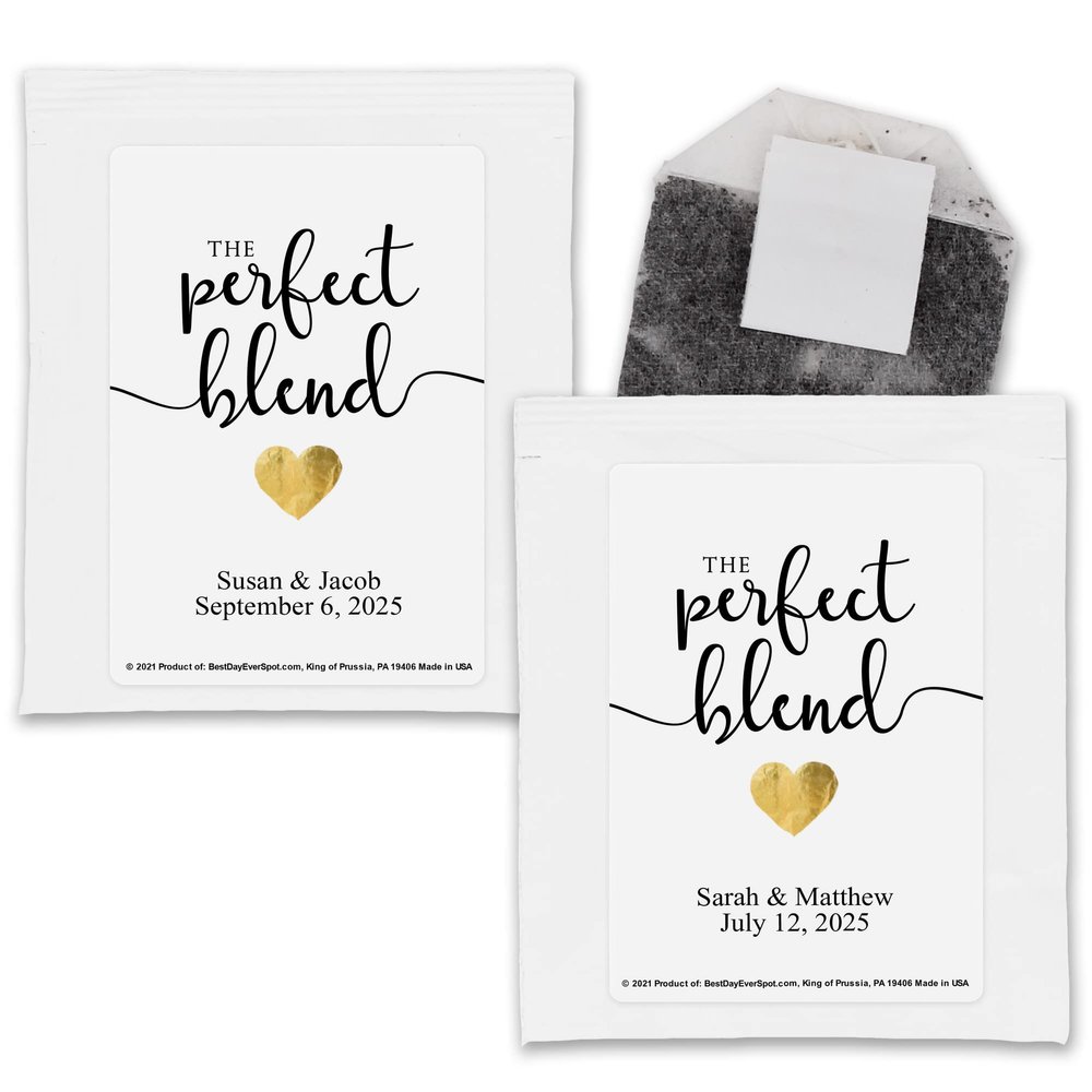 Best Day Ever Spot Tea Party Favors, Gold Heart Personalized Tea Bags, Bridal Shower Tea Bag Favors, Tea Wedding Favor, Tea Favors, Bridal Shower Favors - Set of 30