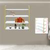DYRABREST Wall Mounted Floating Shelves 4 Tier Wood Wall Shelves Bookshelf for Living Room, Office, Bedroom Gold view 2