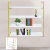 DYRABREST Wall Mounted Floating Shelves 4 Tier Wood Wall Shelves Bookshelf for Living Room, Office, Bedroom Gold view 4