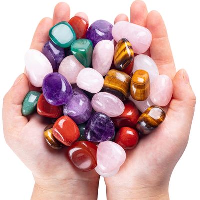 3lb Natural Bulk Assorted Tumbled Polished Stones Crystal Set Real Raw Stones for Home Decoration Reiki Gifts Energy Therapy Beginners Size 30 MM