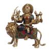 PSQURMART Brass Golden Durga MATA Sitting on Tiger Astadhatu Idol, Standard Hight-9 inches Multicolor Stone Work view 1