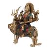 PSQURMART Brass Golden Durga MATA Sitting on Tiger Astadhatu Idol, Standard Hight-9 inches Multicolor Stone Work view 2