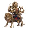 PSQURMART Brass Golden Durga MATA Sitting on Tiger Astadhatu Idol, Standard Hight-9 inches Multicolor Stone Work view 3