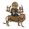PSQURMART Brass Golden Durga MATA Sitting on Tiger Astadhatu Idol, Standard Hight-9 inches Multicolor Stone Work view 4