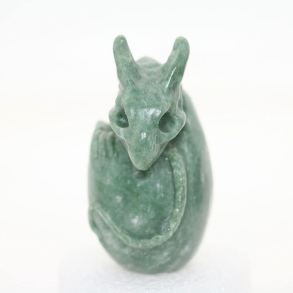 1pc 2.3" Natural Green Stone Carved Baby Dragon Dragon Egg Crystal Healing Realistic Energy Reiki Gemstone Collectible Figurine