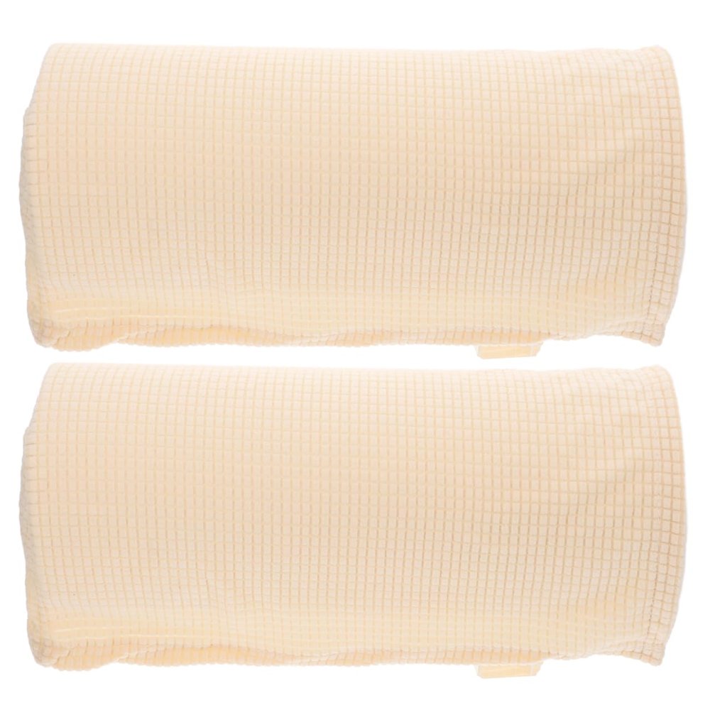 FOMIYES Universal Elastic Sofa Armrest Covers - Beige Couch Arm Protectors for Home, Office, and Furniture Decor, Anti-Slip Polyester Slipcovers, 16.92 X 7.87 X 6.69 Inches, 2pcs