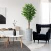 Artificial Tree in Contemporary Geometric Pattern Planter, Fake Ficus Silk Tree for Indoor and Outdoor Home Decoration - 75" Overall Tall (Plant Pot Plus Tree) view 1