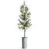 Artificial Tree in Contemporary Geometric Pattern Planter, Fake Olive Silk Tree for Indoor and Outdoor Home Decoration - 68" Overall Tall (Plant Pot Plus Tree) view 2