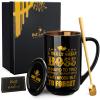 Doublewhale Boss Gifts - Best Boss Day Gifts for Men - Office Appreciation Gift for Manager Leader Mentor Birthday Christmas, Large 18 Oz Metal Glaze Ceramic Mug with Lid Spoon Card Gift Box view 1