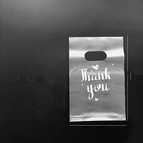 Crysdaralovebi Transparent Plastic Thank You Gift Bags with Handle Christmas Wedding Party Favor Candy Cake Baking Wrapping Shopping Bag (A-M)